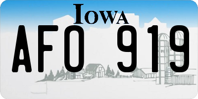 IA license plate AFO919