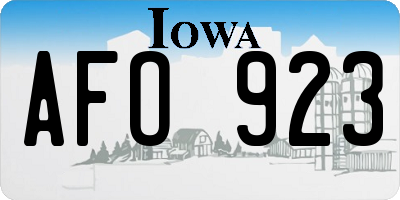 IA license plate AFO923