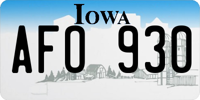IA license plate AFO930