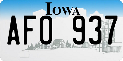 IA license plate AFO937