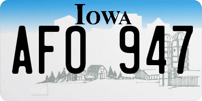 IA license plate AFO947