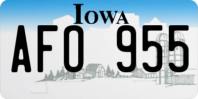 IA license plate AFO955