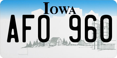 IA license plate AFO960