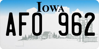 IA license plate AFO962