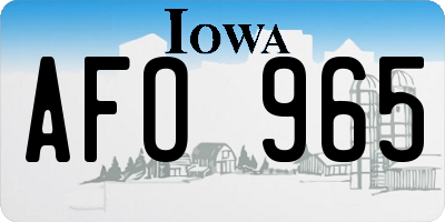 IA license plate AFO965