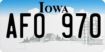IA license plate AFO970