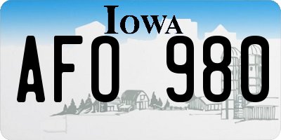 IA license plate AFO980