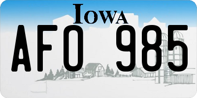 IA license plate AFO985