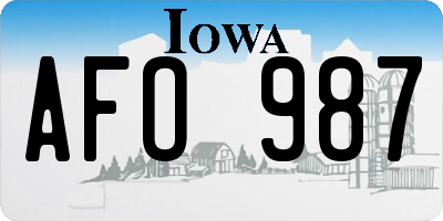 IA license plate AFO987