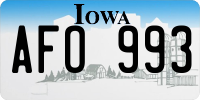 IA license plate AFO993
