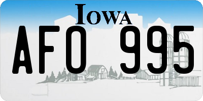 IA license plate AFO995