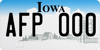IA license plate AFP000
