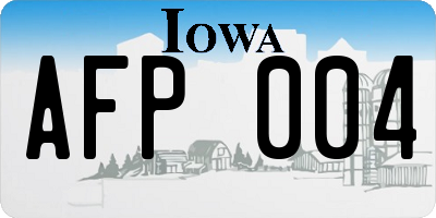 IA license plate AFP004