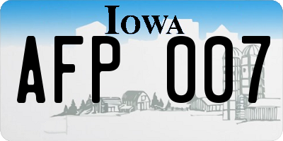 IA license plate AFP007