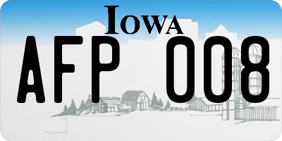 IA license plate AFP008