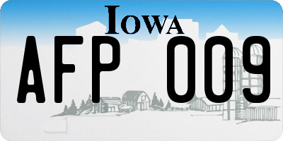 IA license plate AFP009