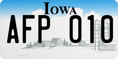 IA license plate AFP010