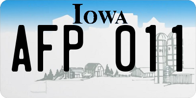 IA license plate AFP011