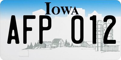 IA license plate AFP012