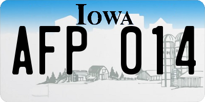IA license plate AFP014
