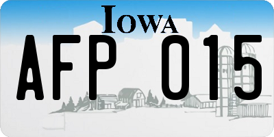 IA license plate AFP015