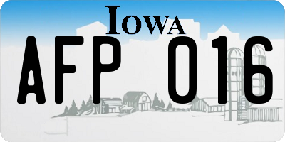 IA license plate AFP016