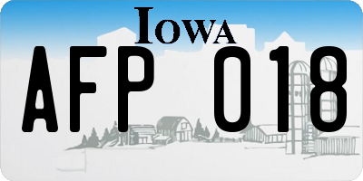 IA license plate AFP018