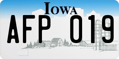 IA license plate AFP019