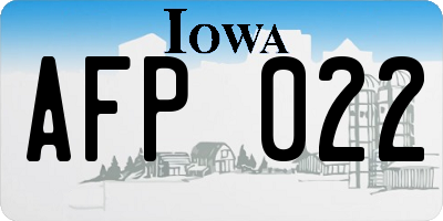 IA license plate AFP022