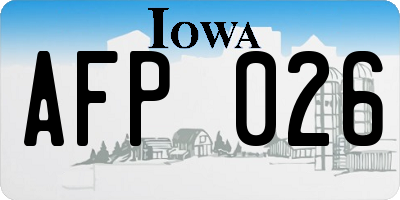 IA license plate AFP026