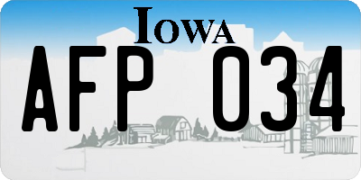IA license plate AFP034