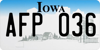 IA license plate AFP036