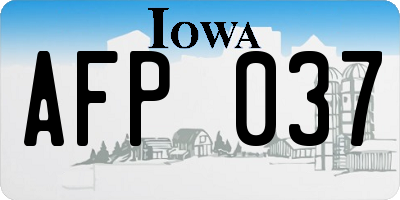 IA license plate AFP037