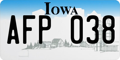 IA license plate AFP038