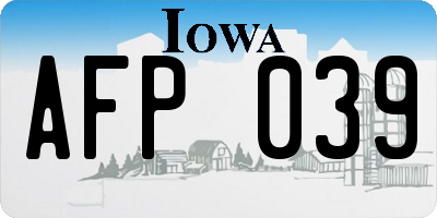 IA license plate AFP039