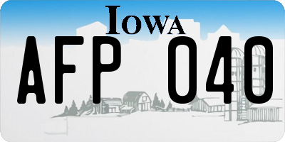 IA license plate AFP040