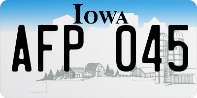 IA license plate AFP045