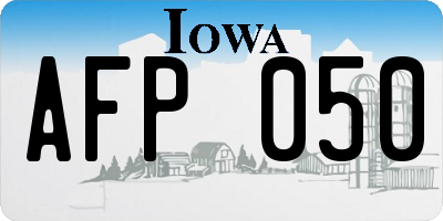 IA license plate AFP050