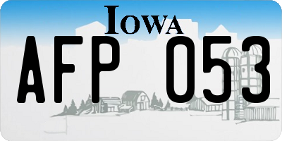 IA license plate AFP053