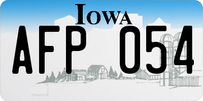 IA license plate AFP054