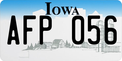 IA license plate AFP056
