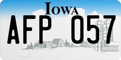 IA license plate AFP057