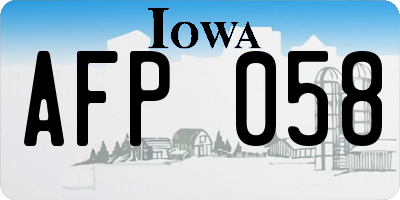 IA license plate AFP058