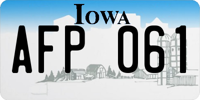 IA license plate AFP061
