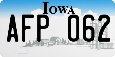 IA license plate AFP062