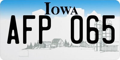 IA license plate AFP065