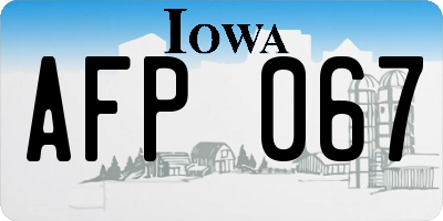 IA license plate AFP067