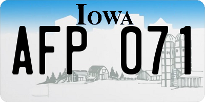 IA license plate AFP071