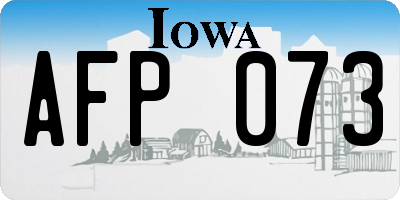 IA license plate AFP073
