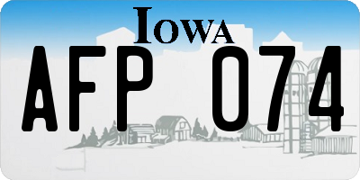 IA license plate AFP074